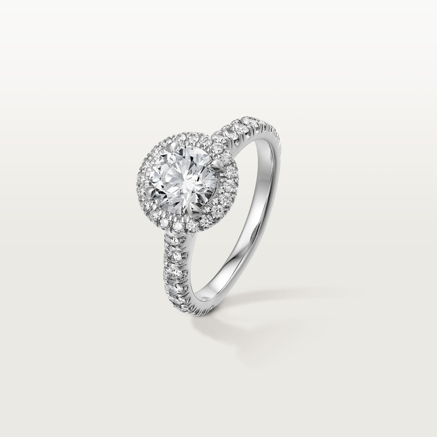 cartier destinée solitär diamant im brillantschliff pavé