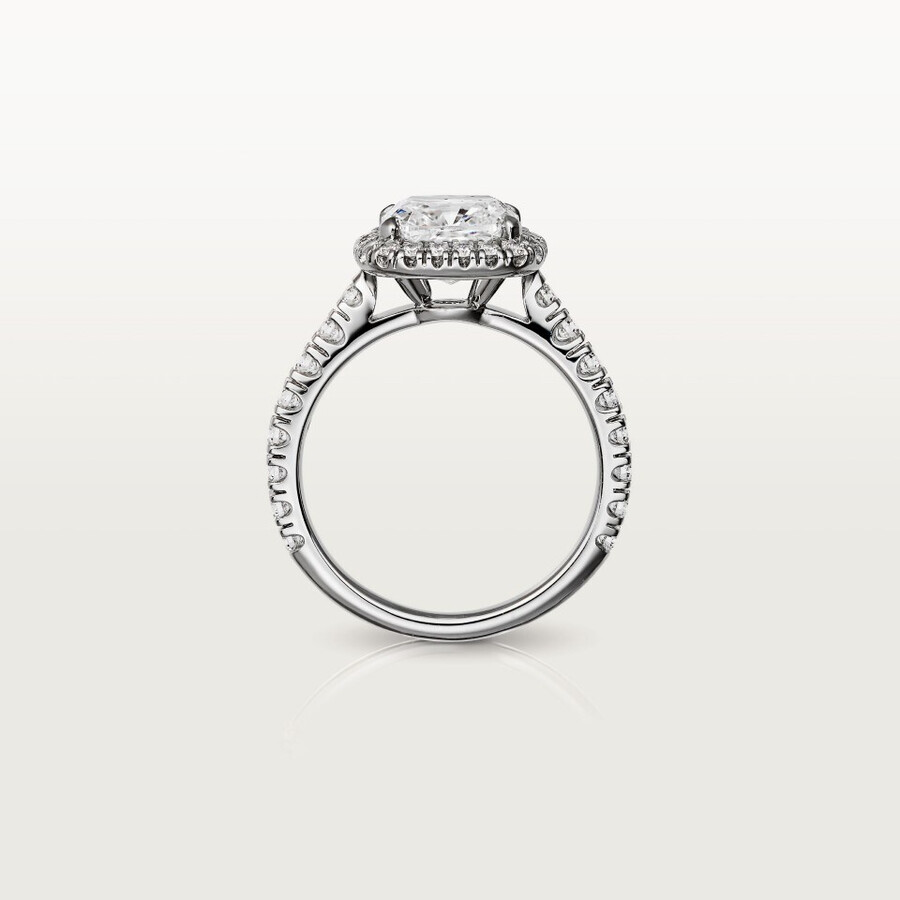 cartier destinée solitär diamant im kissenschliff pavé