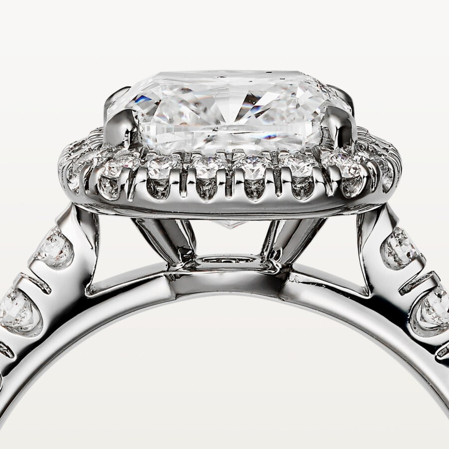 cartier destinée solitär diamant im kissenschliff pavé