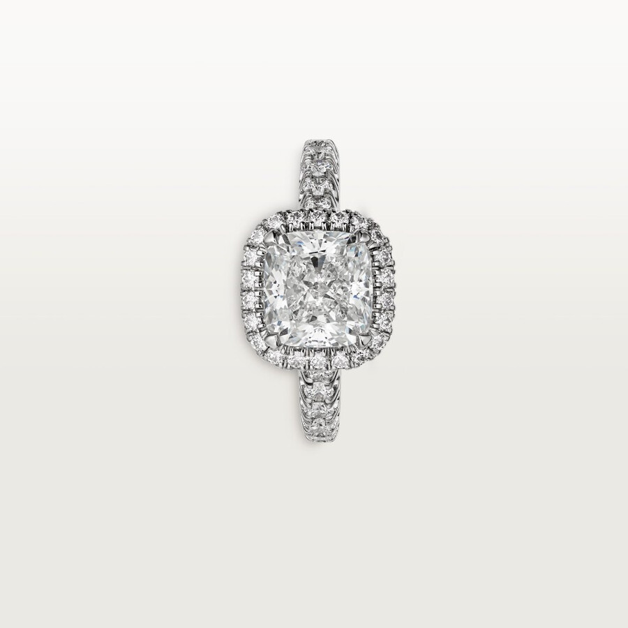 cartier destinée solitär diamant im kissenschliff pavé
