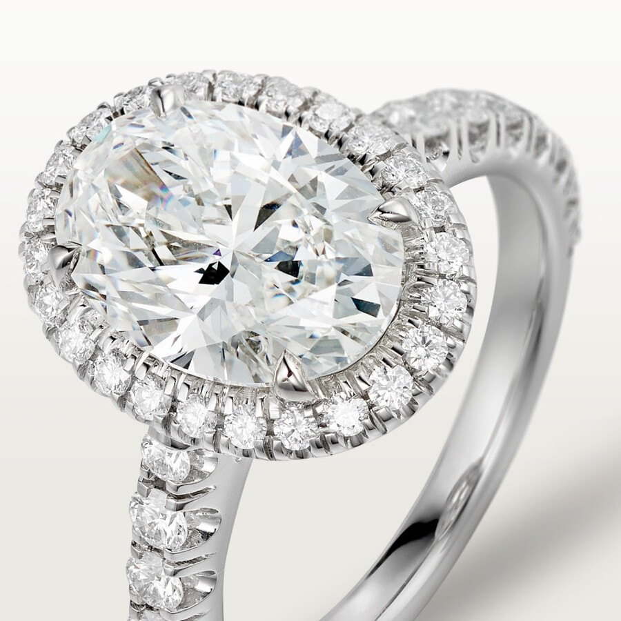 cartier destinée solitär diamant im ovalschliff pavé