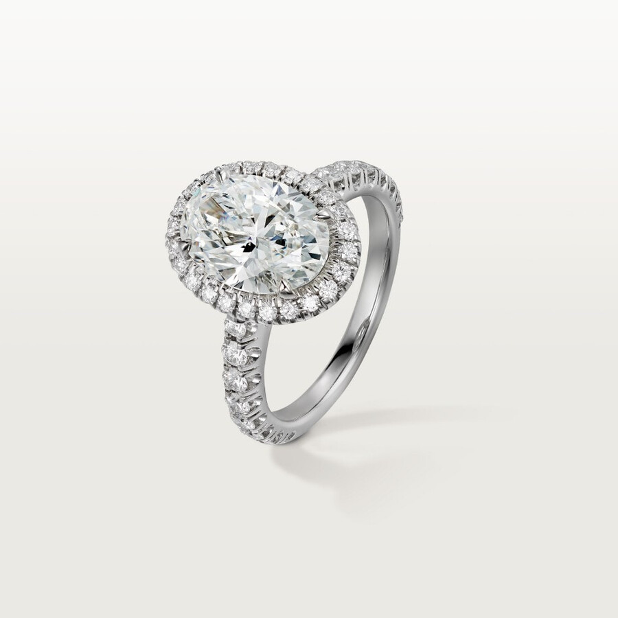 cartier destinée solitär diamant im ovalschliff pavé