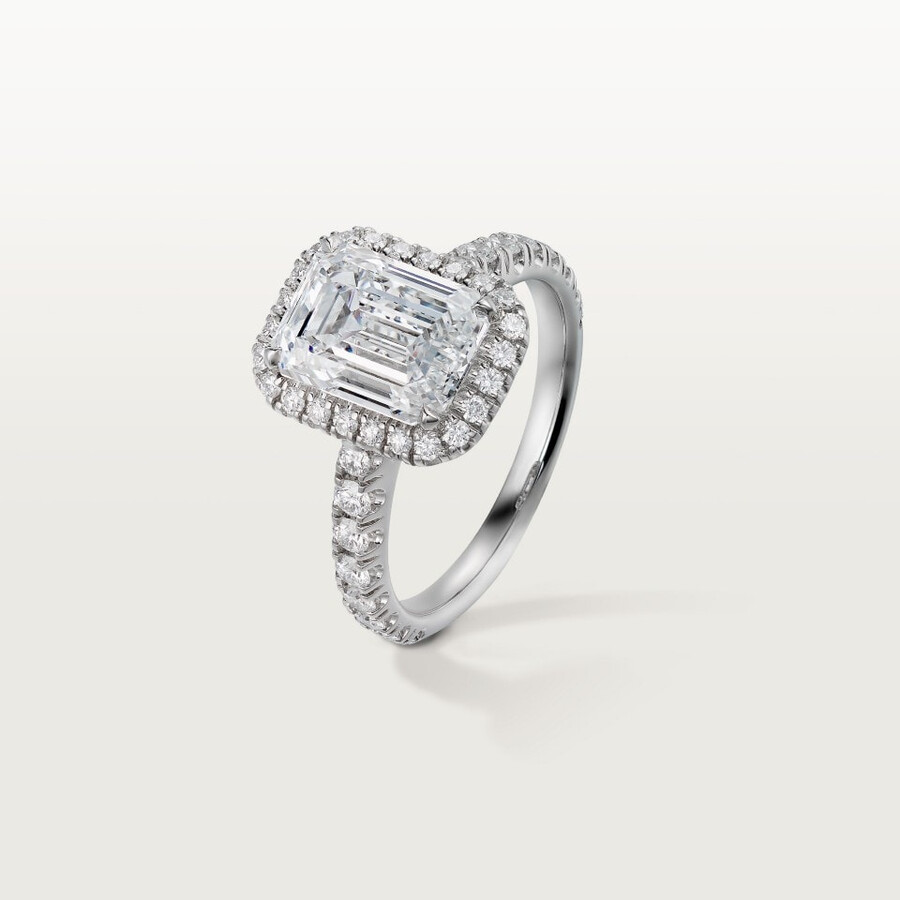 cartier destinée solitär diamant im smaragdschliff pavé