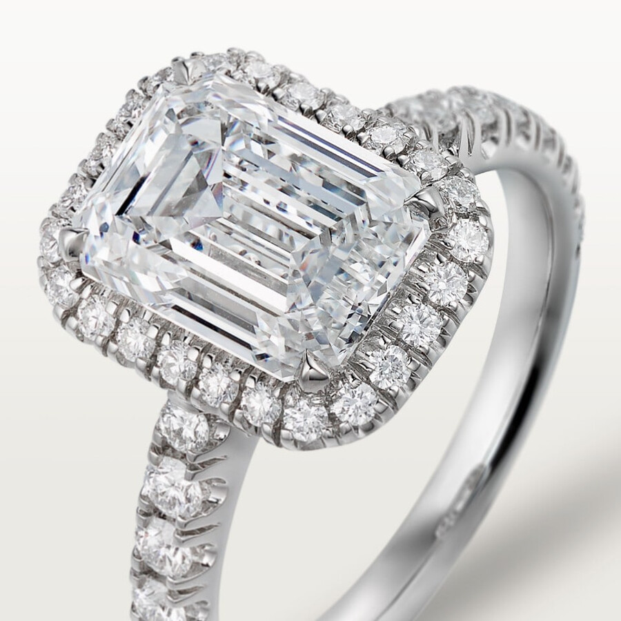 cartier destinée solitär diamant im smaragdschliff pavé