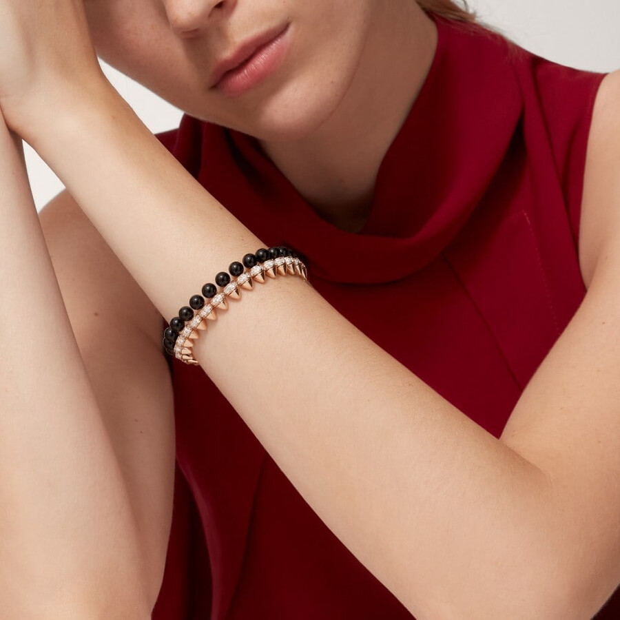clash de cartier armband flexibel onyx extra großes modell diamanten