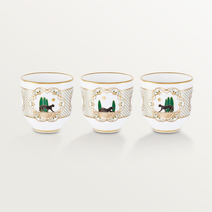 set aus drei panthère de cartier tassen