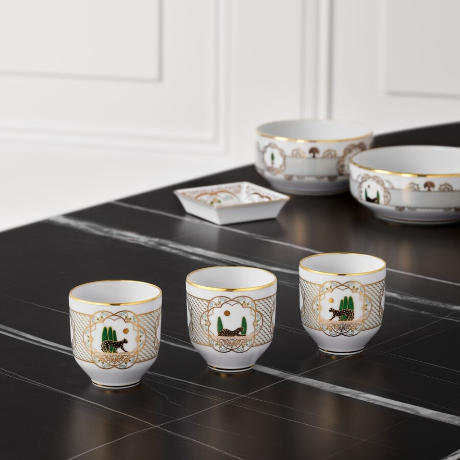 set aus drei panthère de cartier tassen