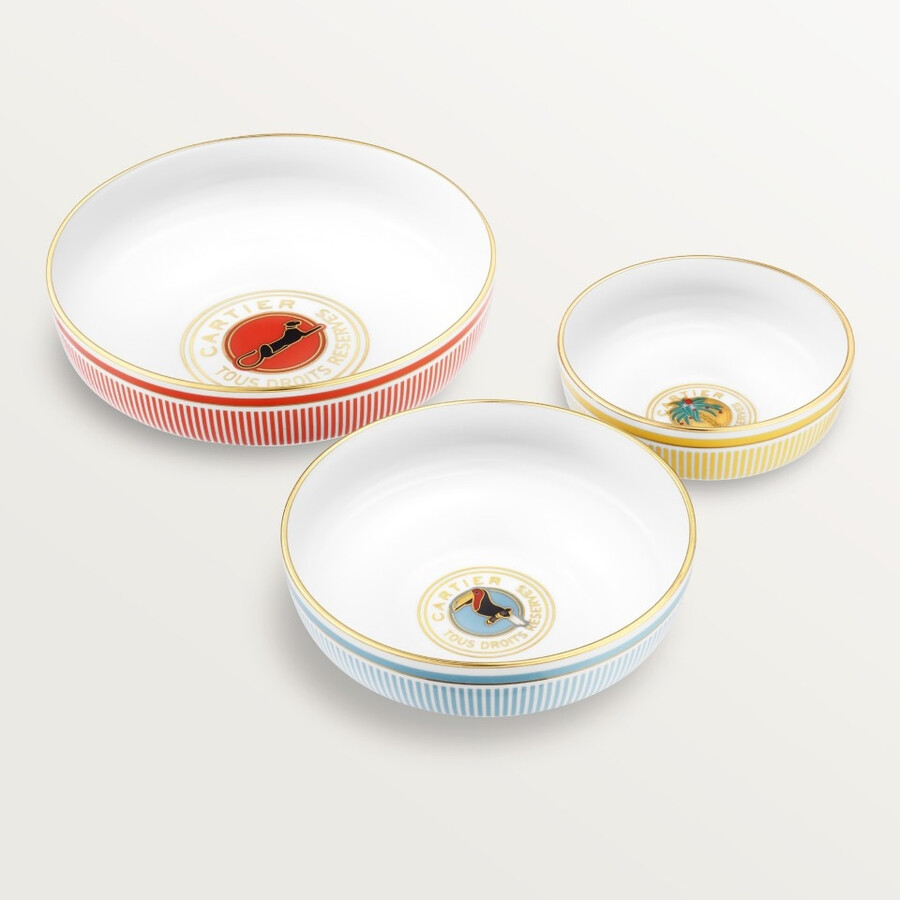set aus drei cartier characters schalen