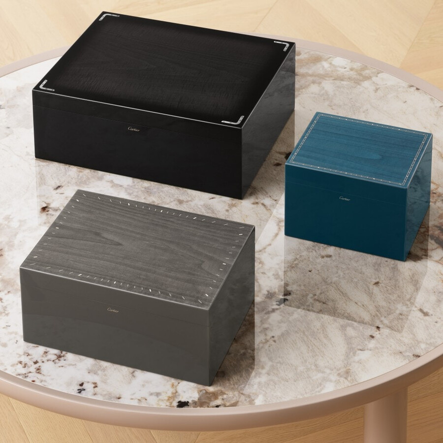 santos de cartier sechs-uhren- und manschettenknopf-box