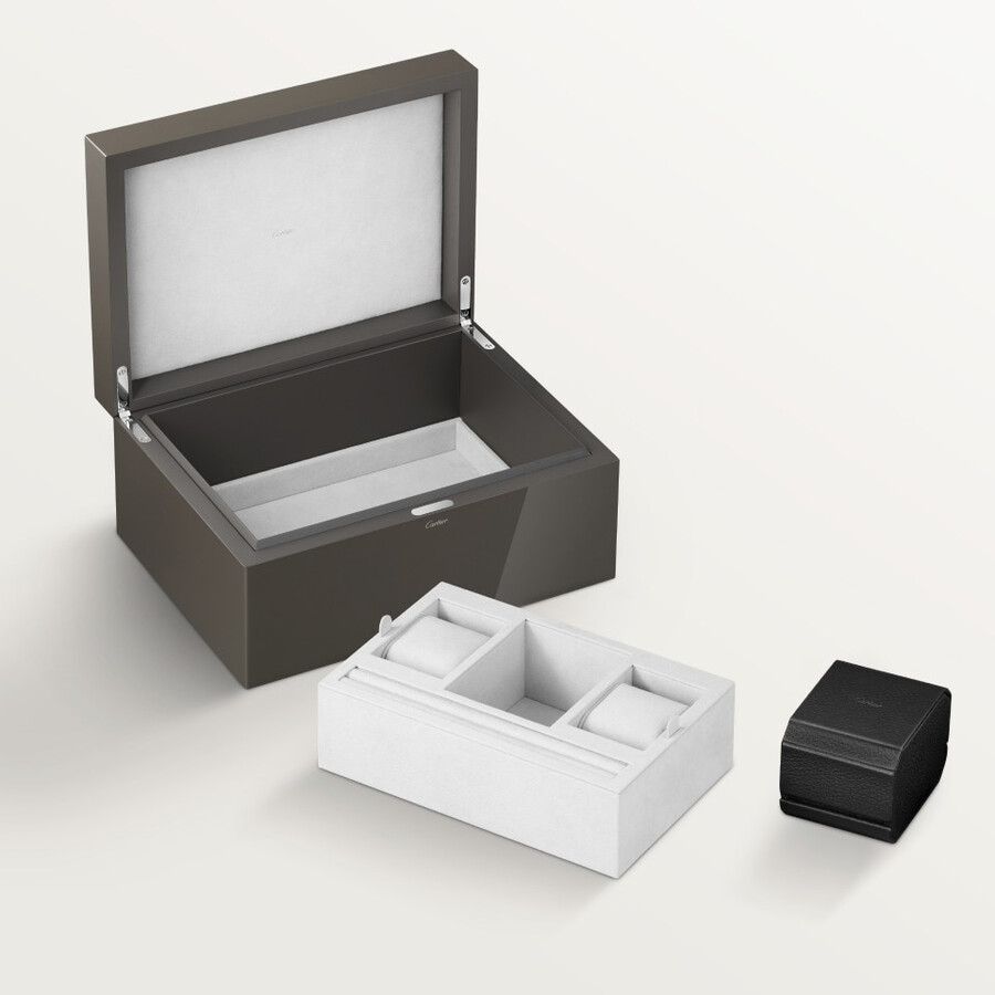 santos de cartier drei-uhren- und manschettenknopf-box