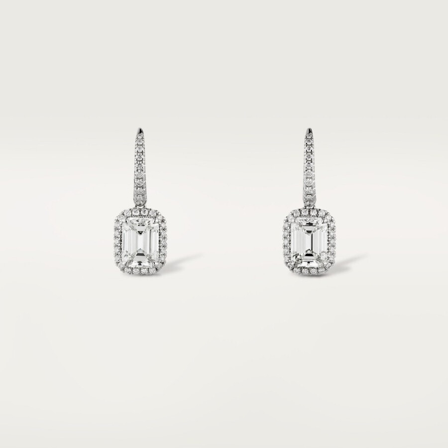 cartier destinée ohrhänger 2 smaragdschliff-diamanten pavé-fassung