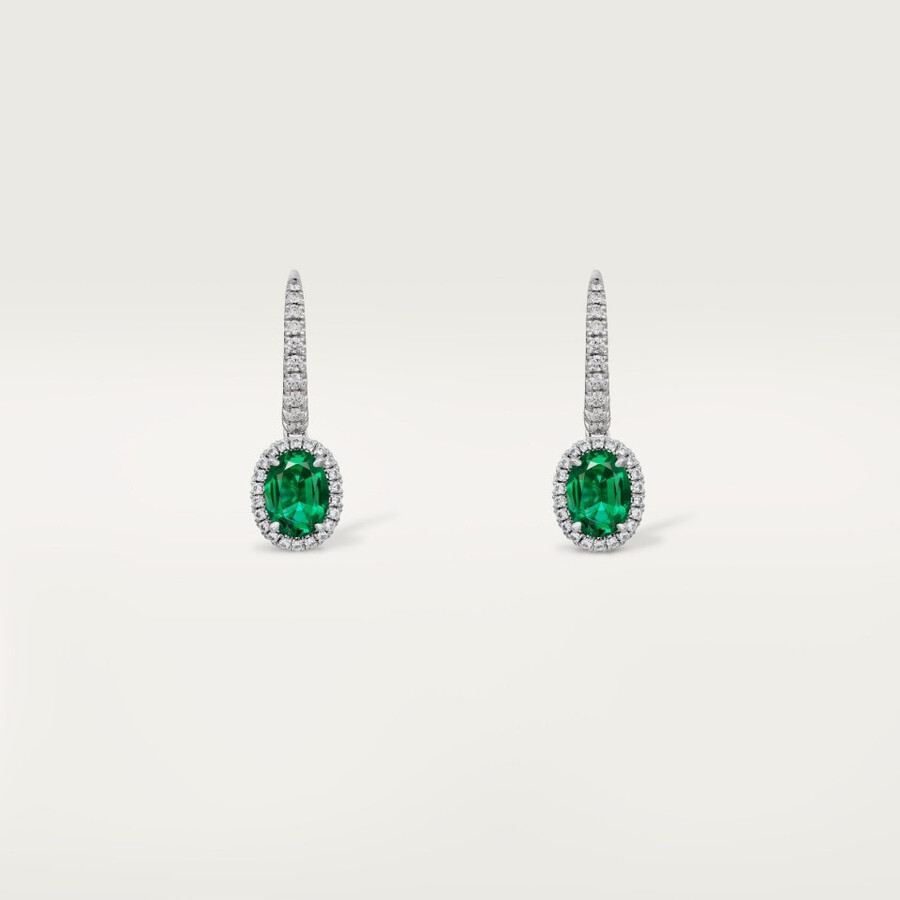 cartier destinée ohrhänger 2 oval geschliffene smaragde pavé-fassung