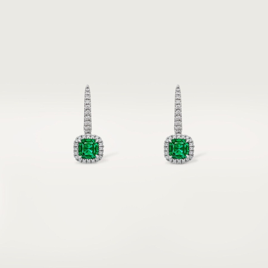 cartier destinée ohrhänger 2 kissenförmig geschliffene smaragde pavé