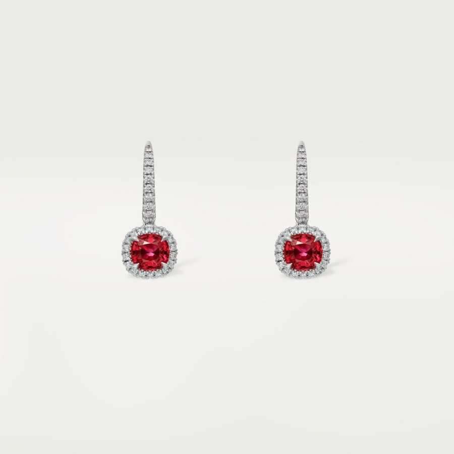 cartier destinée ohrhänger 2 kissenförmig geschliffene rubine pavé
