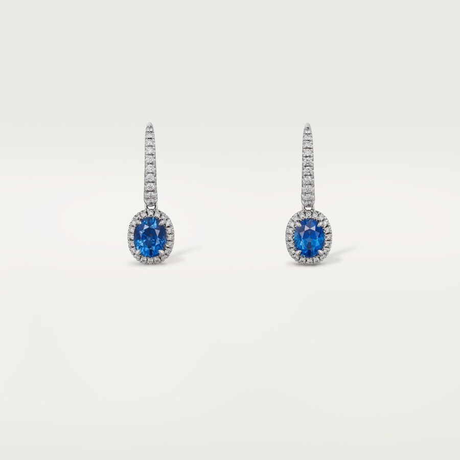 cartier destinée ohrhänger 2 oval geschliffene saphire pavé-fassung
