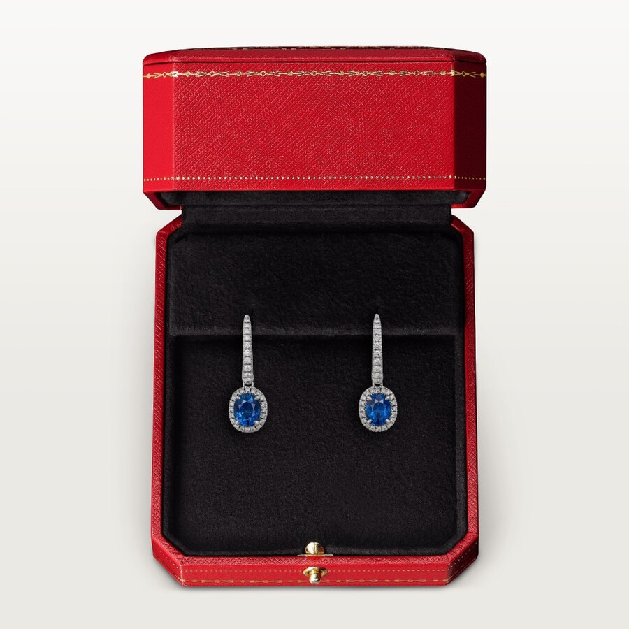 cartier destinée ohrhänger 2 oval geschliffene saphire pavé-fassung