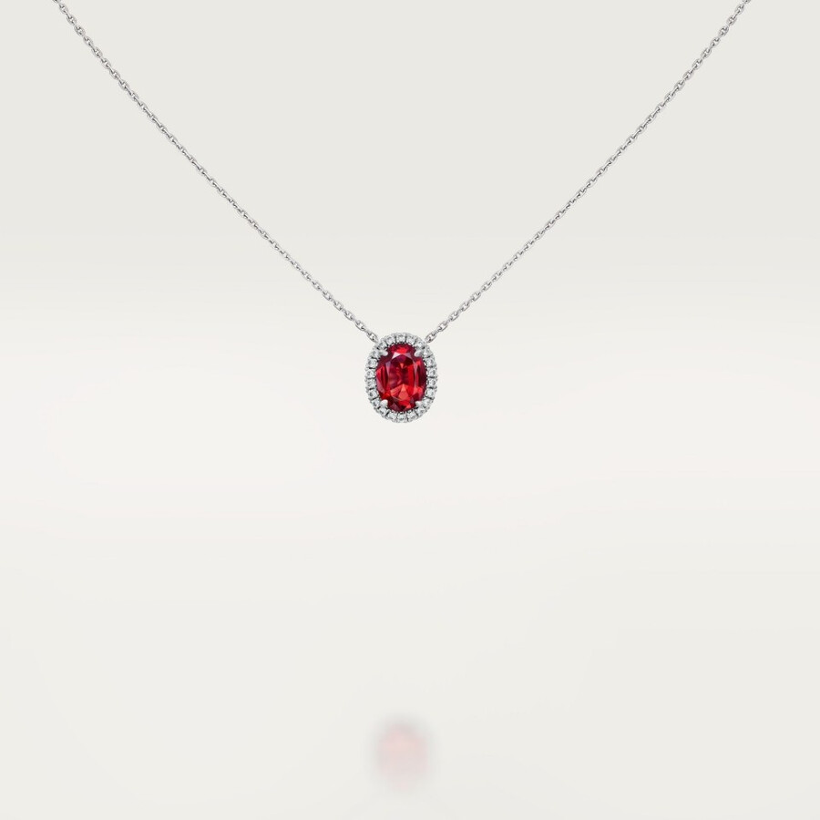 cartier destinée-anhänger rubin im ovalschliff pavé