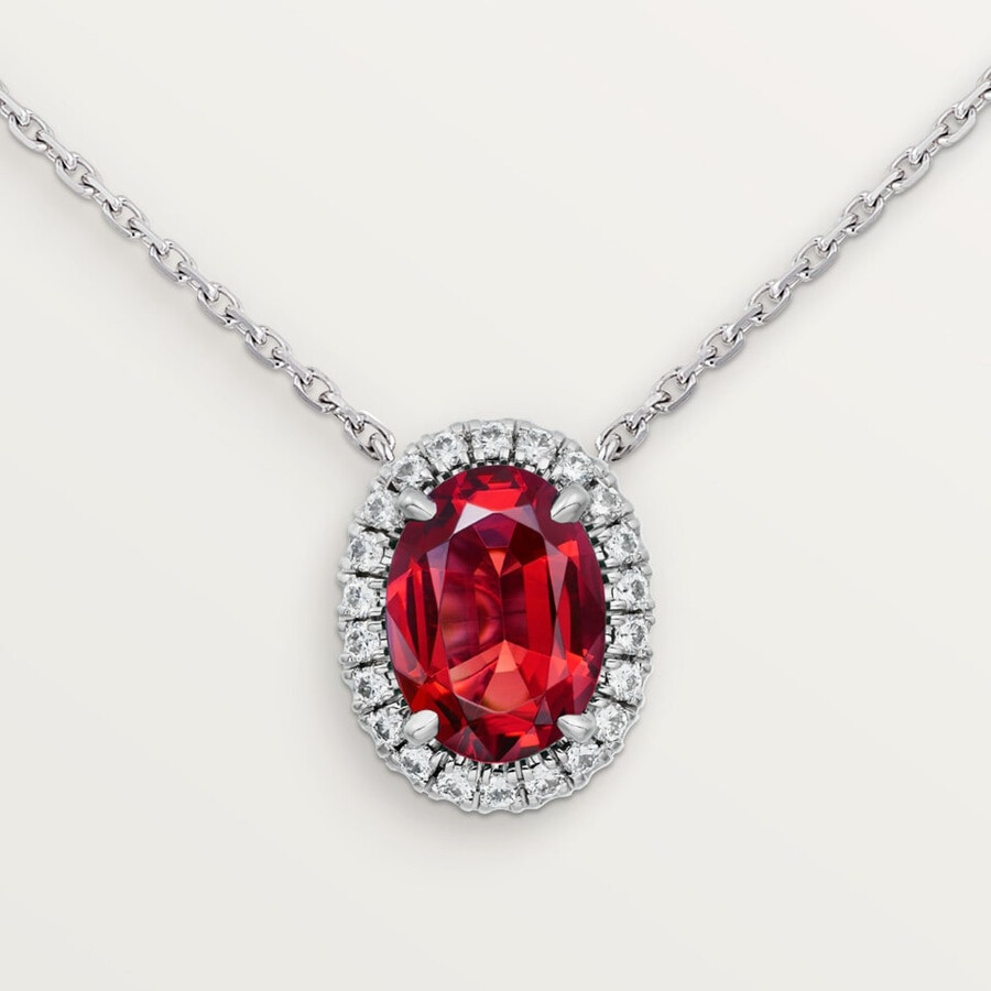 cartier destinée-anhänger rubin im ovalschliff pavé