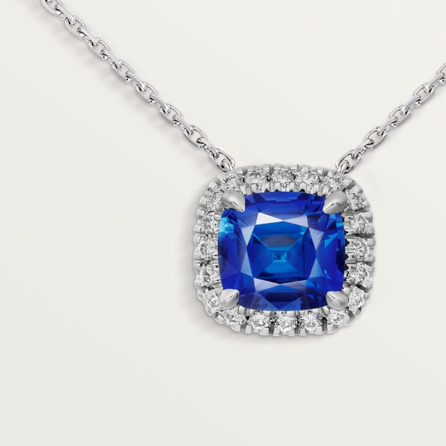 cartier destinée-anhänger saphir im kissenschliff gepflastert