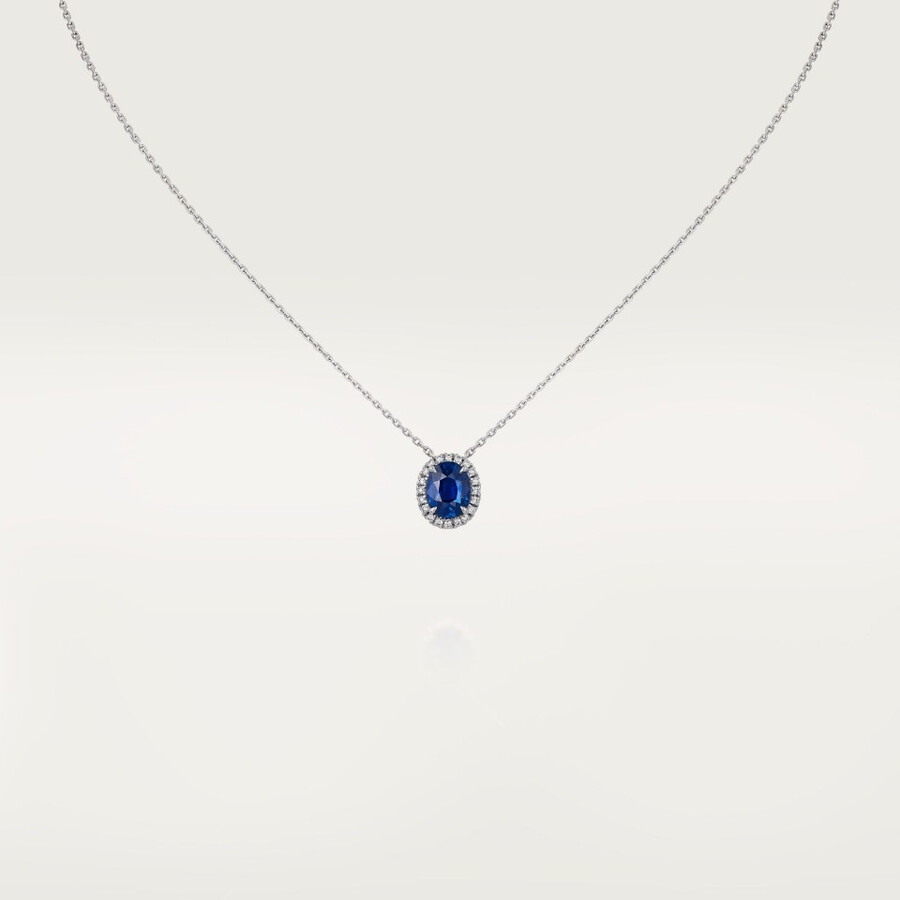 cartier destinée-anhänger saphir im ovalschliff pavé
