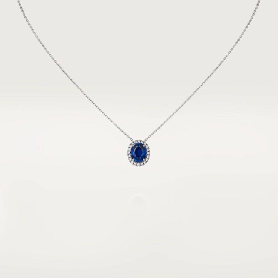 cartier destinée-anhänger saphir im ovalschliff pavé