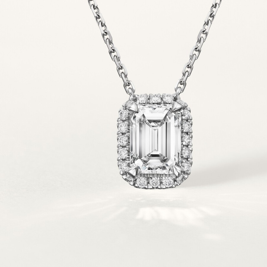 cartier destinée-anhänger diamant im smaragdschliff pavé