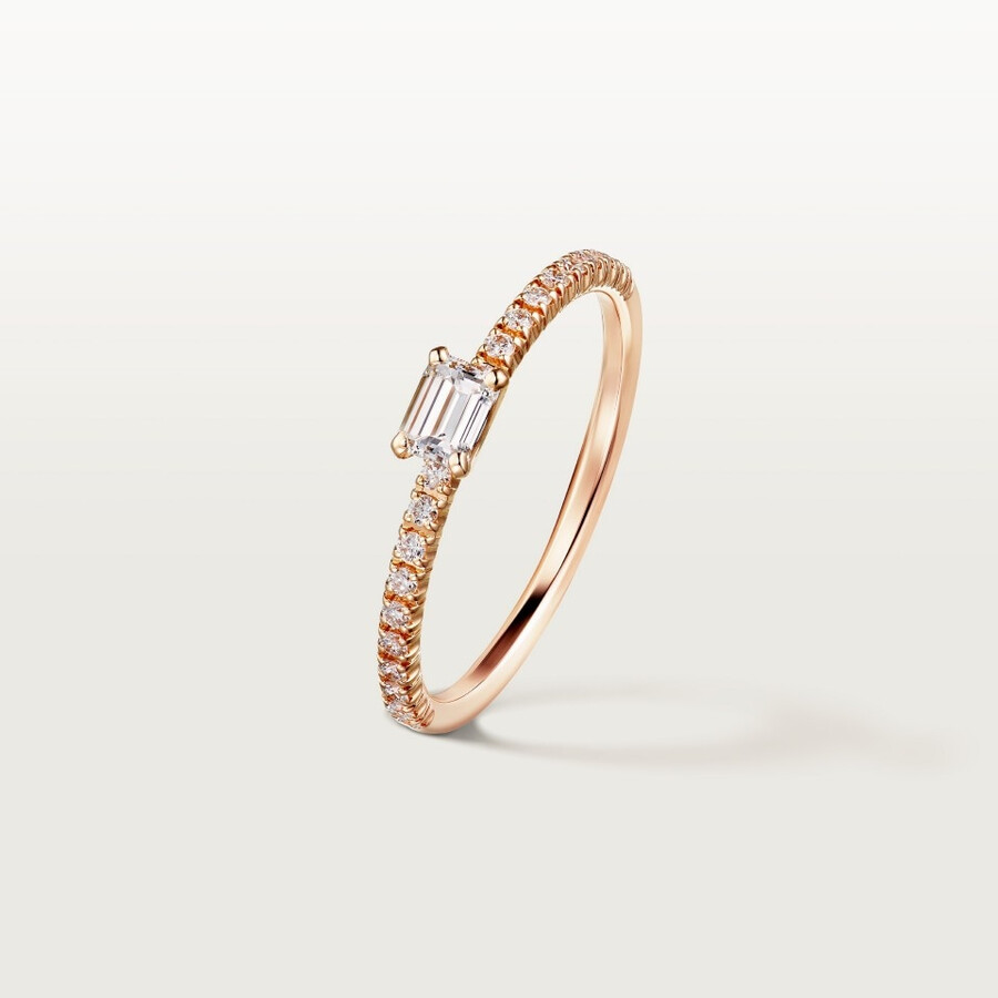 etincelle de cartier ring smaragdschliff-diamant pavé-fassung