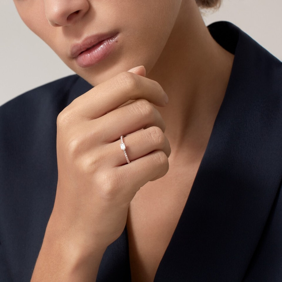 etincelle de cartier ring smaragdschliff-diamant pavé-fassung