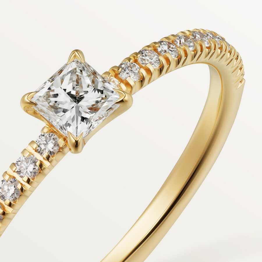 etincelle de cartier ring diamant im prinzessschliff pavé-fassung