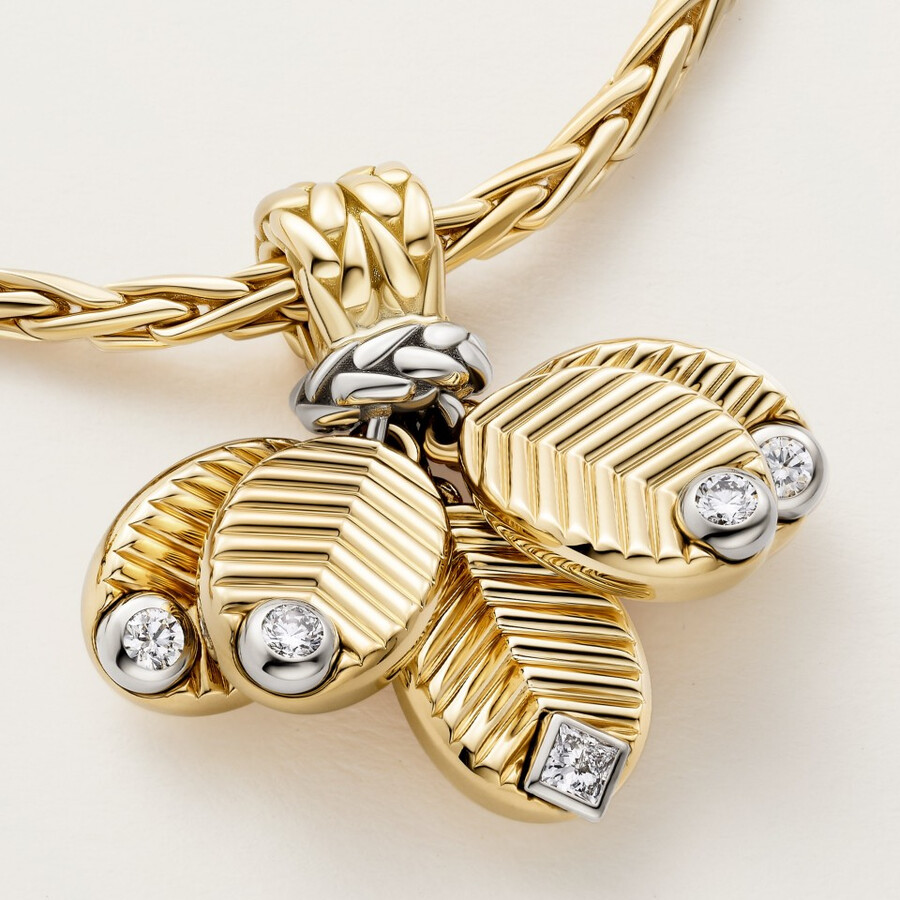 lange halskette im kaffeebohnen-stil diamanten