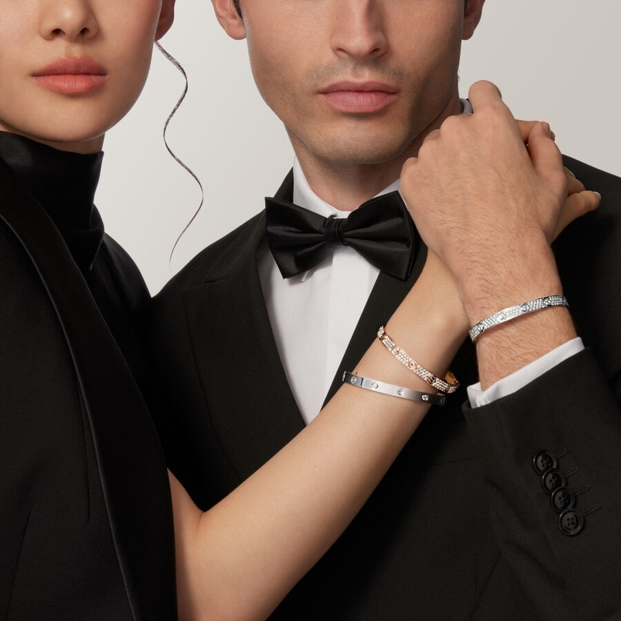 love-armband klassisches modell mit strasssteinen besetzt