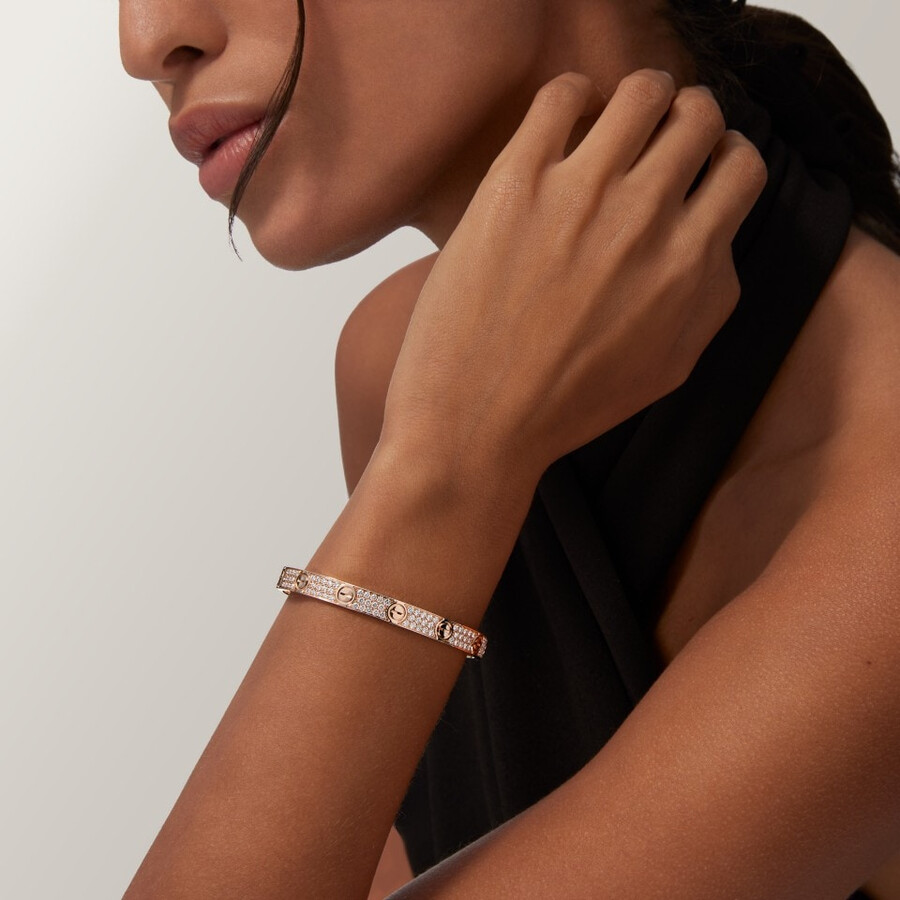 love-armband klassisches modell mit strasssteinen besetzt