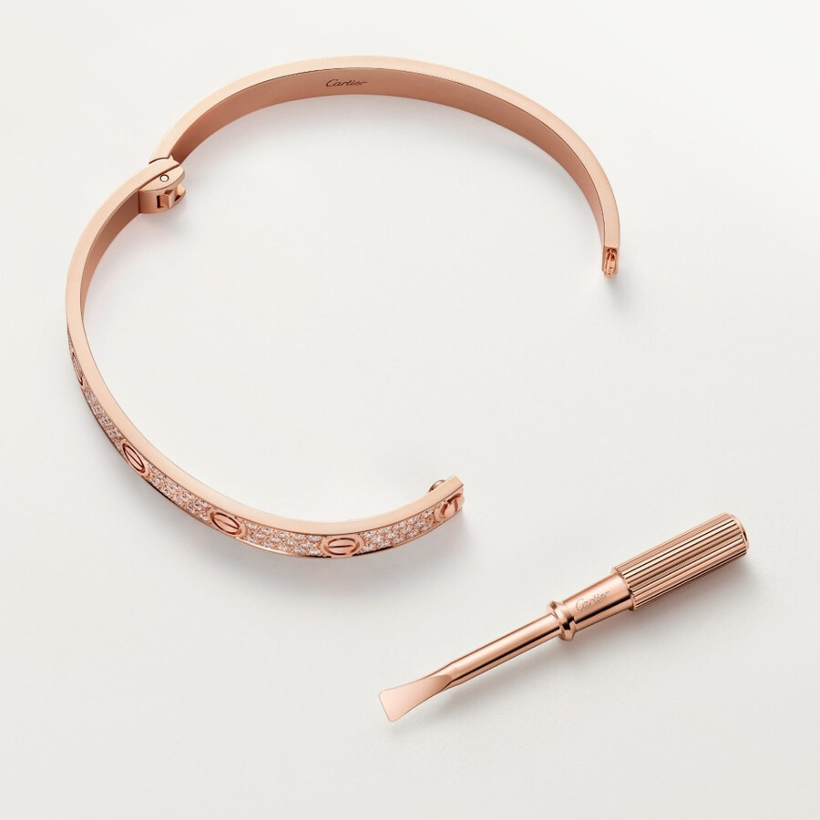 love-armband klassisches modell mit strasssteinen besetzt