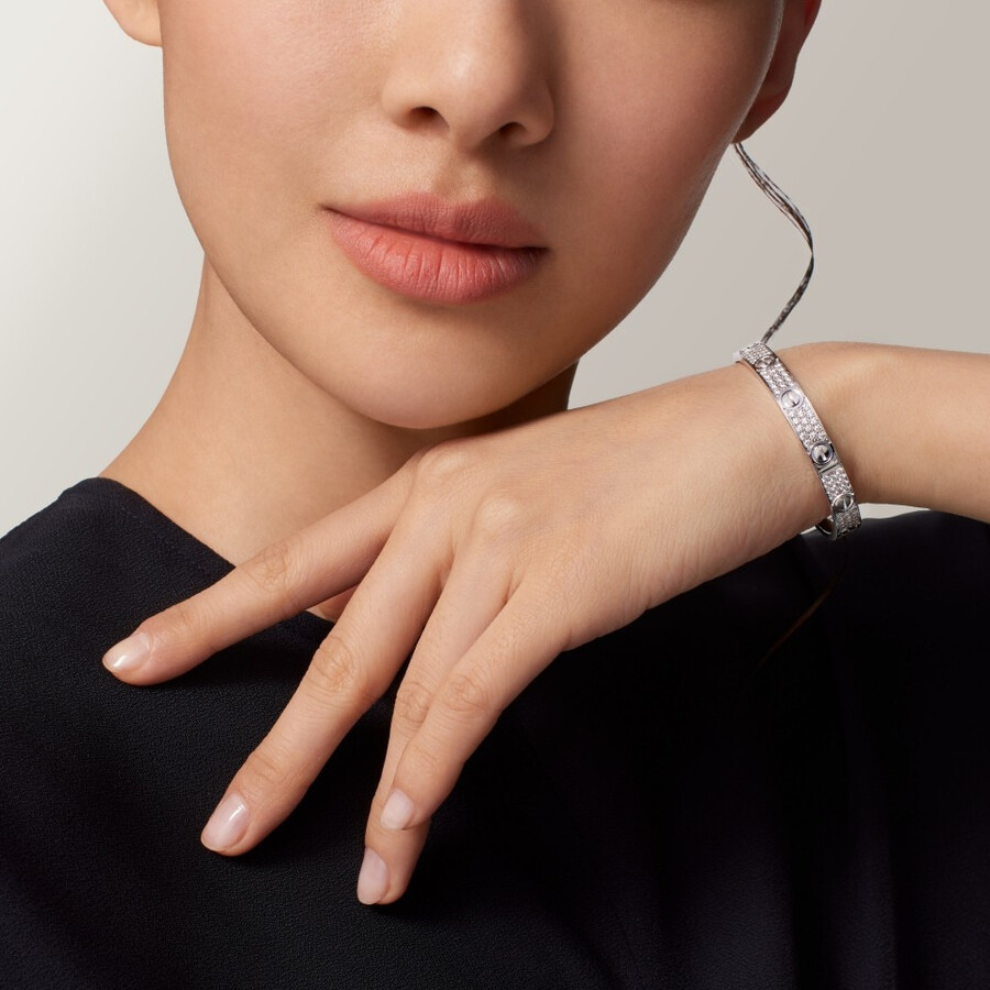 love-armband klassisches modell mit strasssteinen besetzt