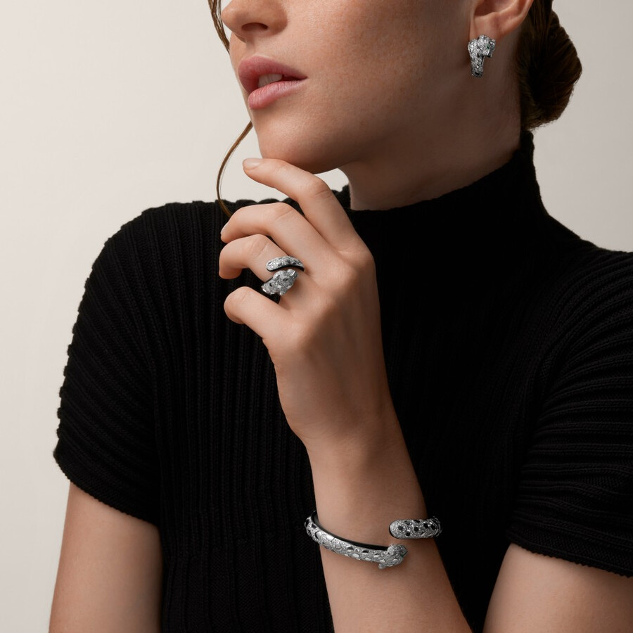 panthère de cartier-armband schwarzer lack pavé