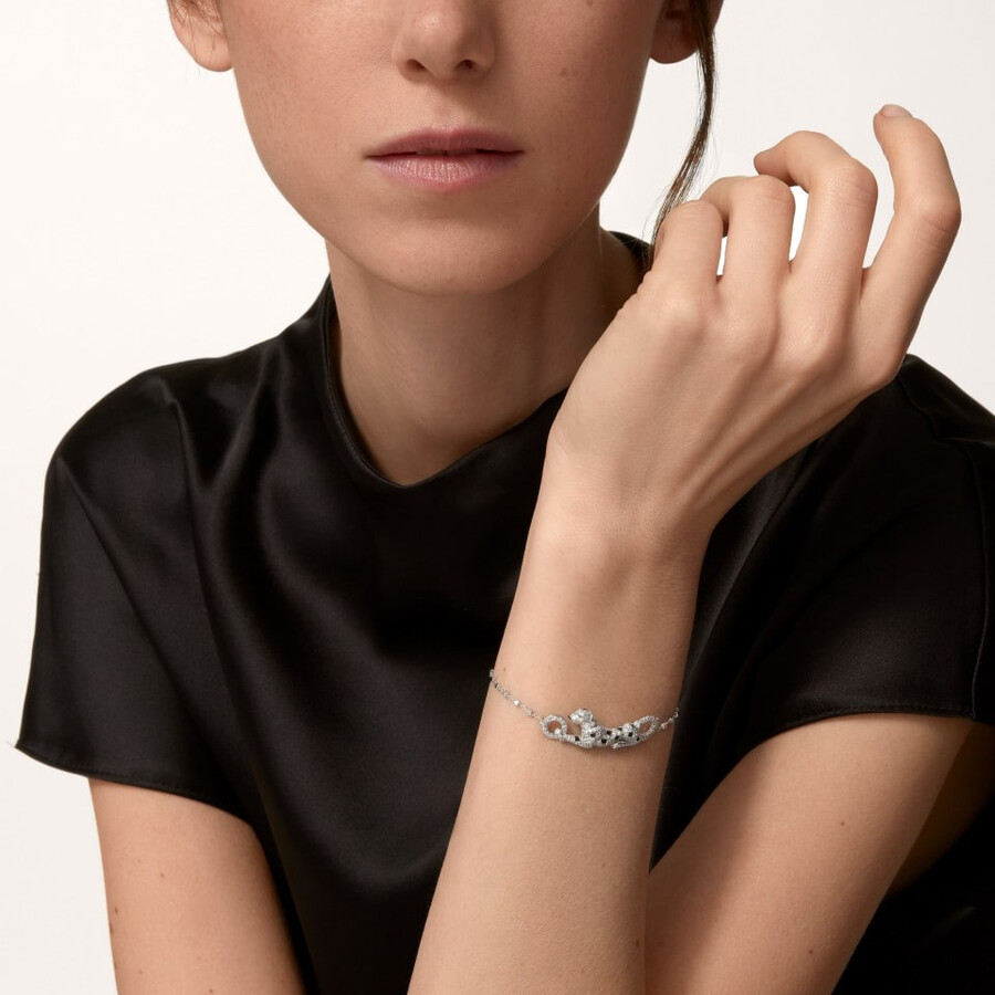 panthère de cartier-armband an kette halb gepflastert