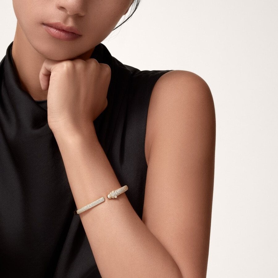 panthère de cartier-armband kleines modell halb gepflastert