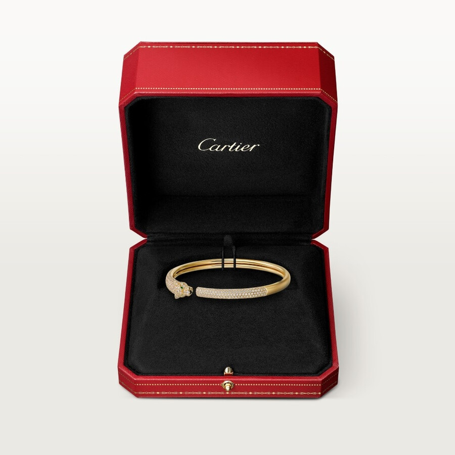 panthère de cartier-armband kleines modell halb gepflastert