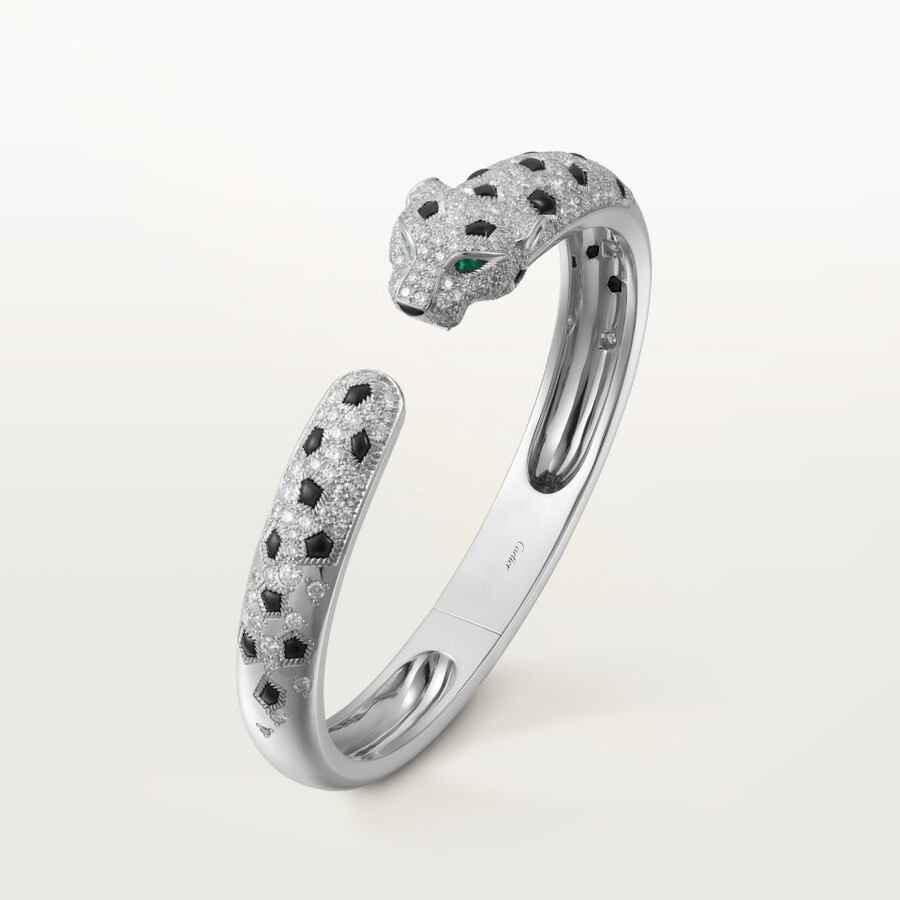 panthère de cartier-armband mittleres modell halb gepflastert