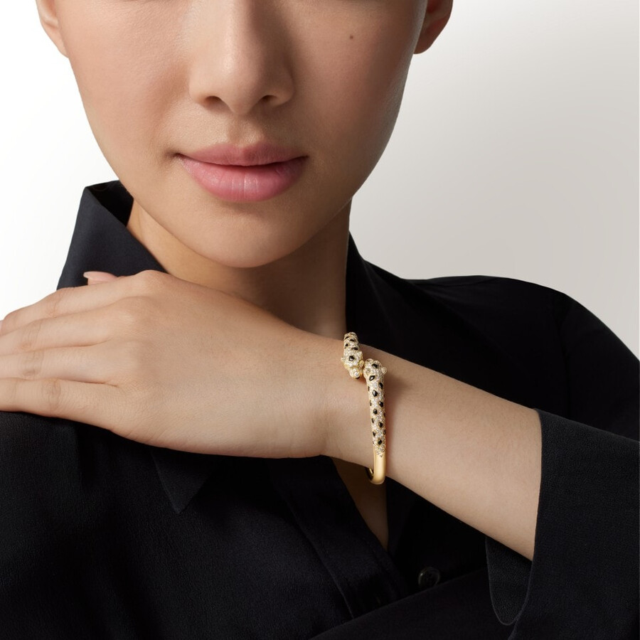 panthère de cartier-armband kleines modell halb gepflastert