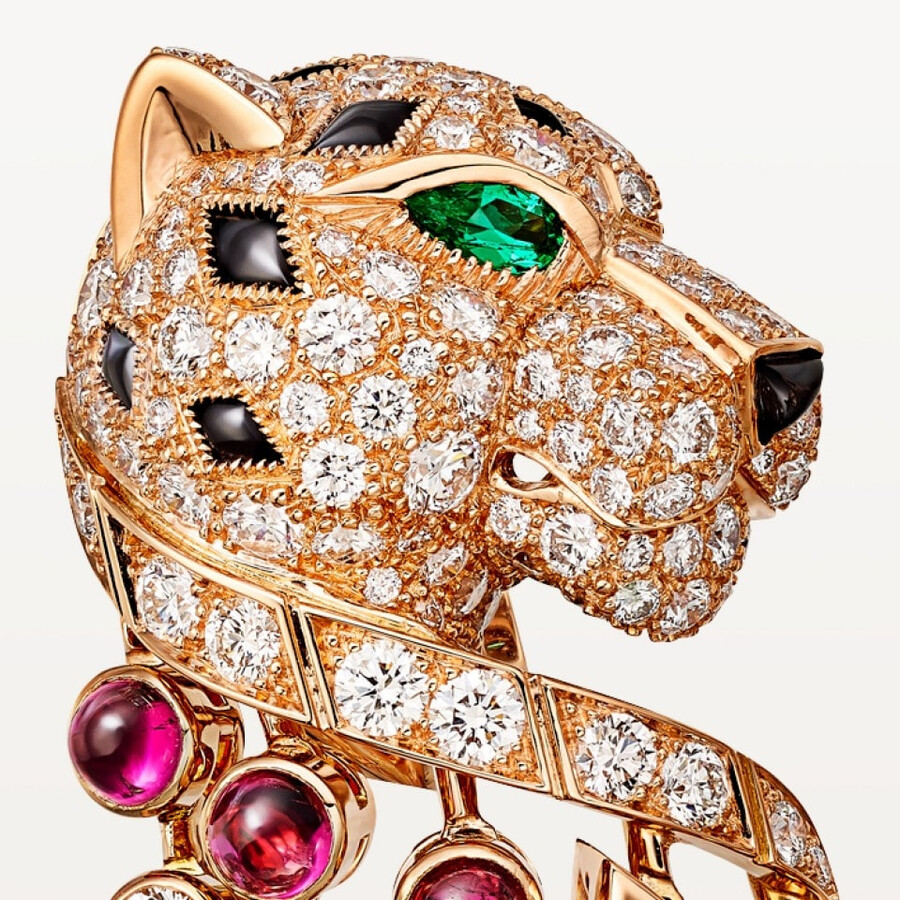 panthère de cartier ohrringe rubellit großes modell gepflastert