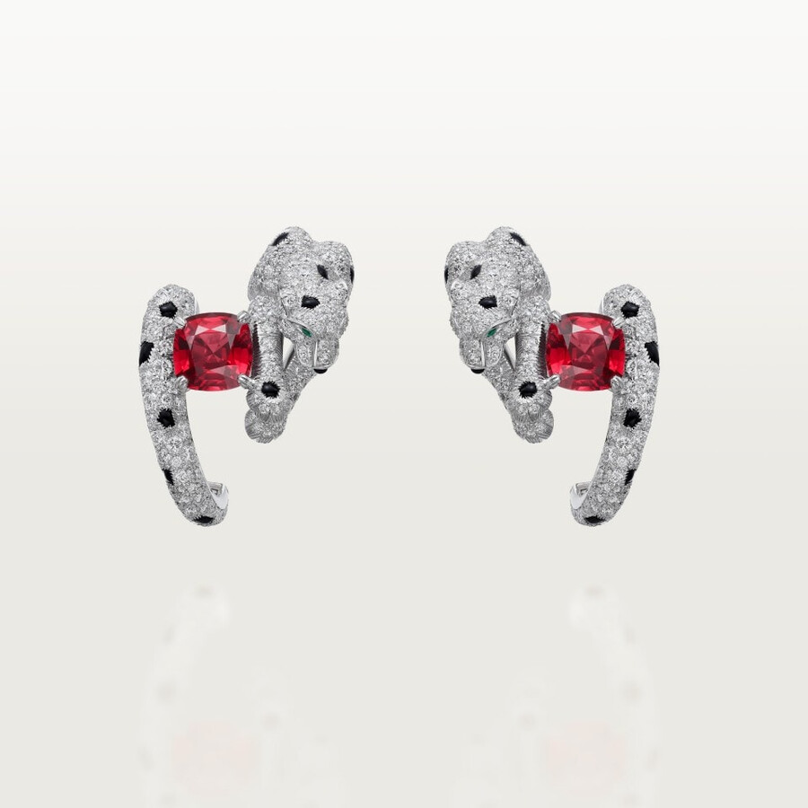 panthère de cartier ohrringe kissenförmiger rubin pavé
