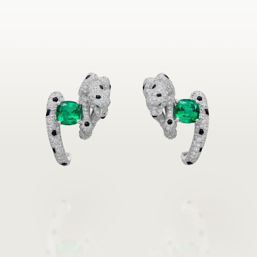 panthère de cartier ohrringe kissenförmiger smaragd pavé
