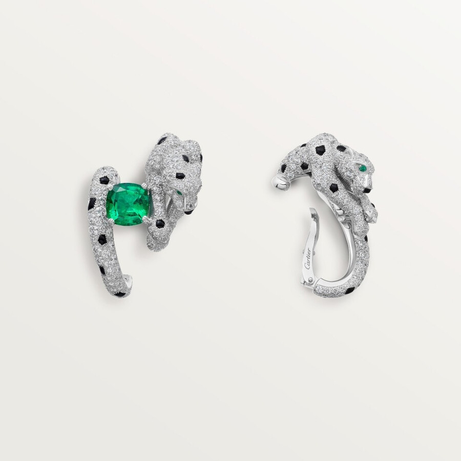 panthère de cartier ohrringe kissenförmiger smaragd pavé