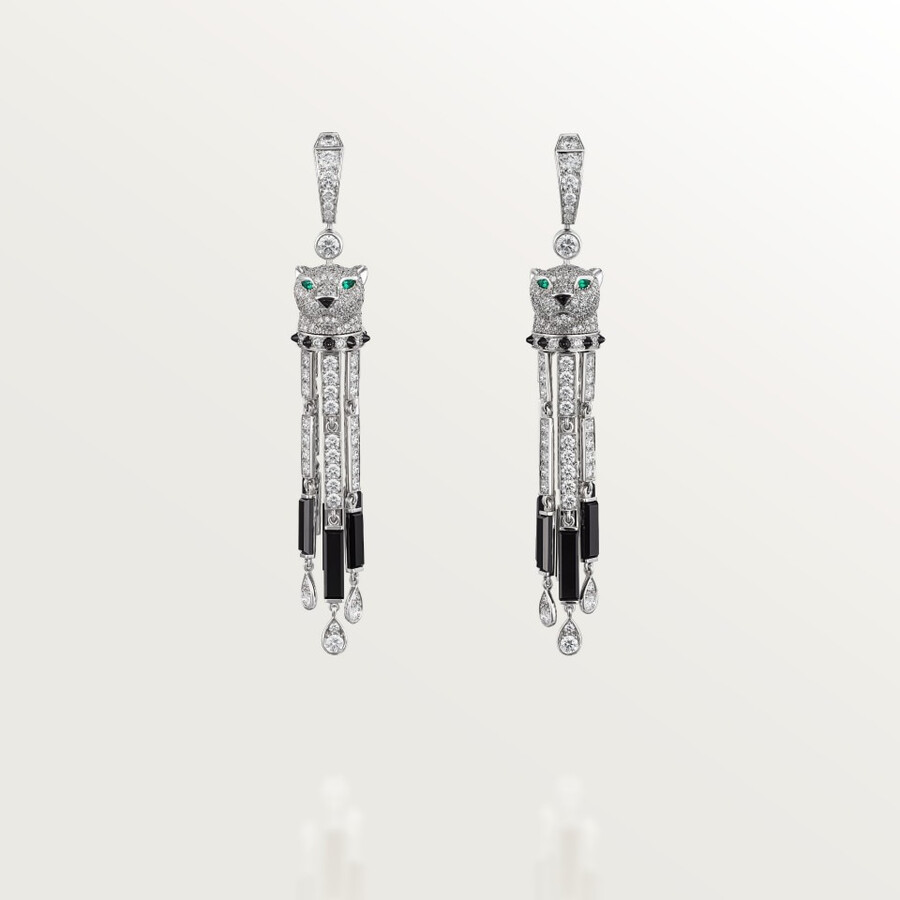panthère de cartier ohrringe onyx großes modell mit pavé-fassung