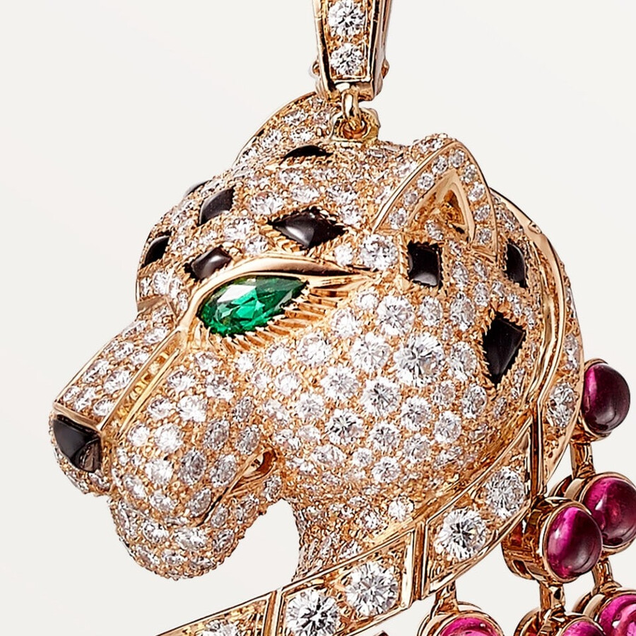 lange halskette panthère de cartier rubellit großes modell pavé