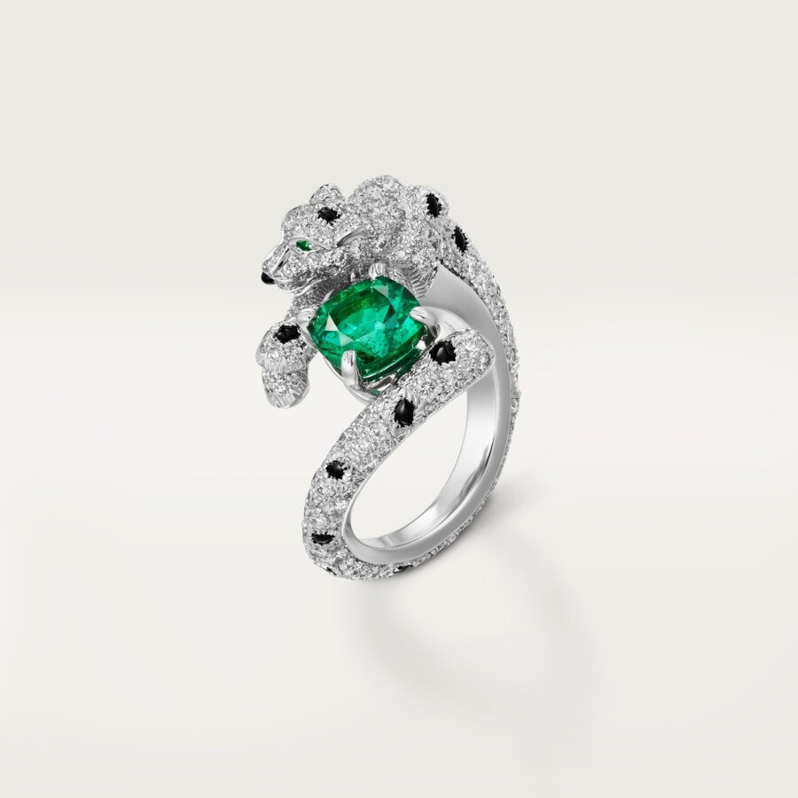 panthère de cartier-ring smaragd im kissenschliff gepflastert