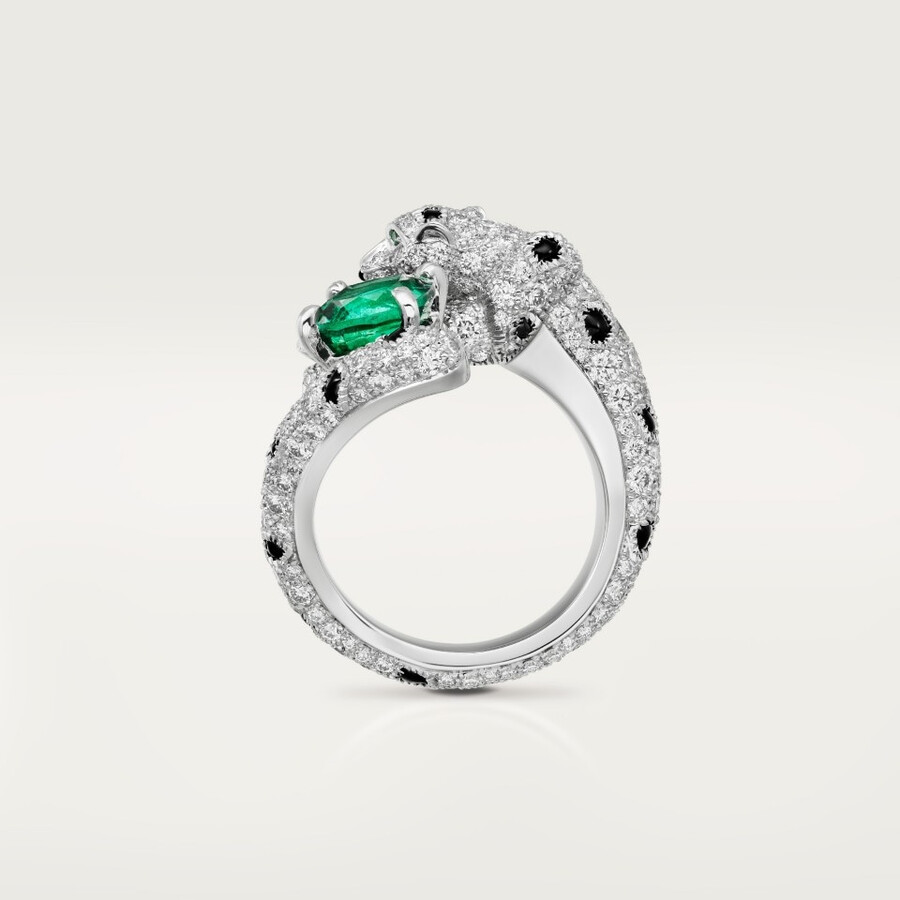panthère de cartier-ring smaragd im kissenschliff gepflastert
