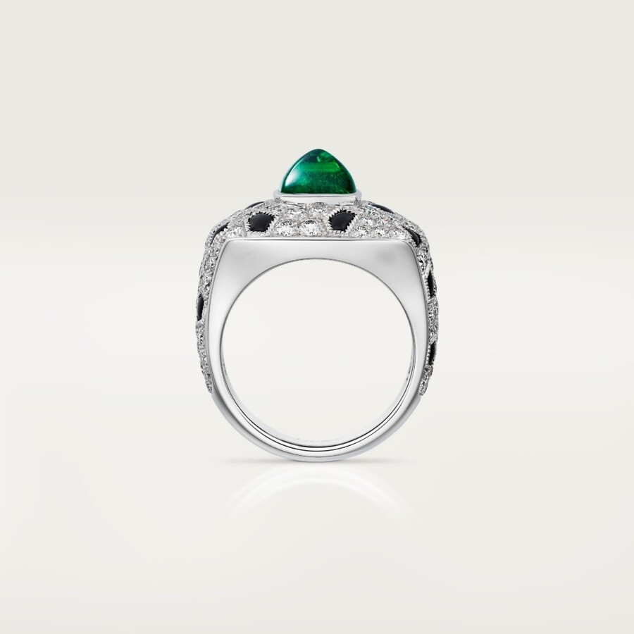 panthère de cartier ring smaragd im zuckerhutschliff kleines modell pavé-fassung