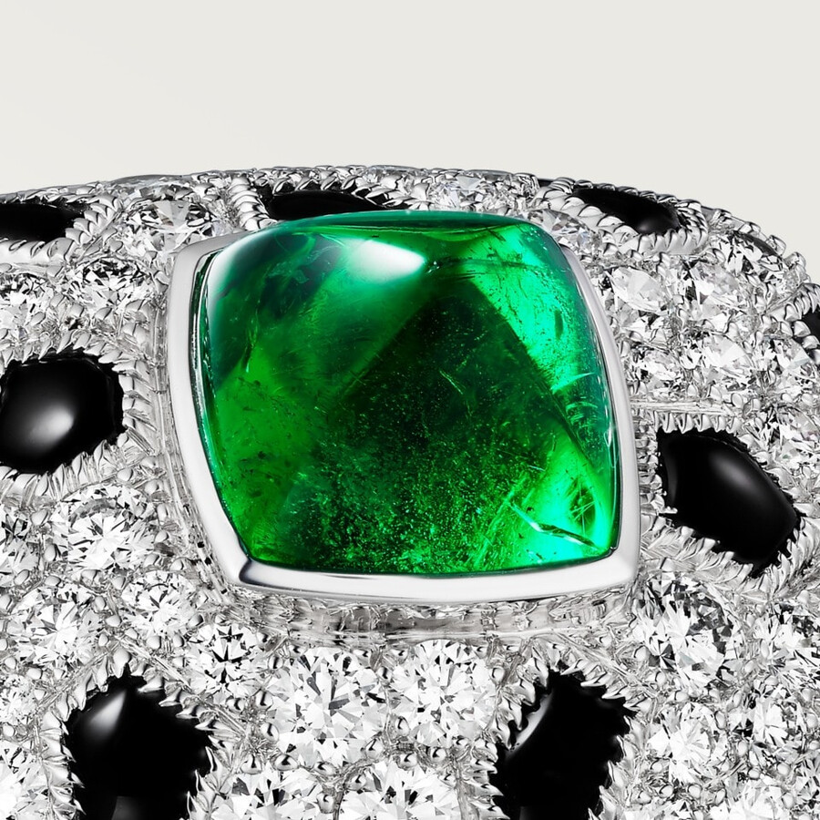 panthère de cartier ring smaragd im zuckerhutschliff kleines modell pavé-fassung